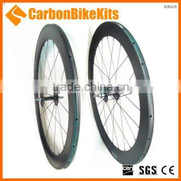 CBK light 60mm deep 700c full carbon track wheelset tubular with hubs