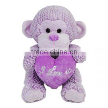 China cheap funny stuffed purple monkey for Valentine's Day