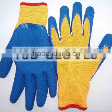 blue latex coated gloves with CE CERTIFICATE