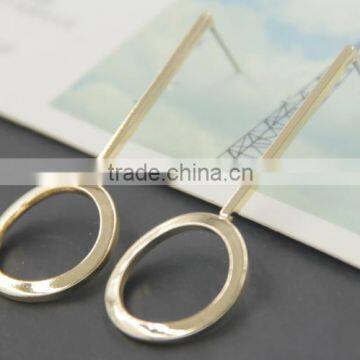 Brass Mod Sterling Drop Circle Post Earrings