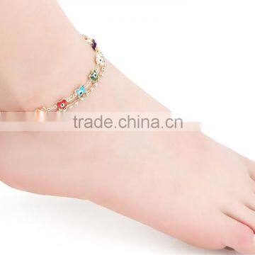 Factory Direct New Design Multi-colored Crystal Evil Eye Barefoot Sandal Anklet photo-5