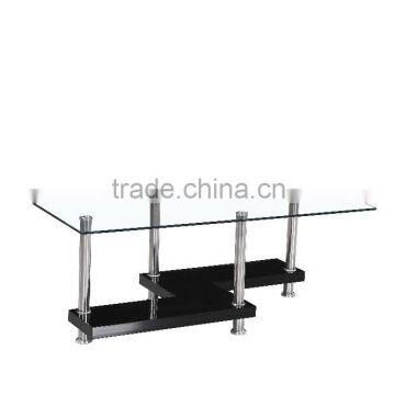 New Design wooden shelf glass top coffee table