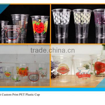 America Wholesale 16oz PET Plastic Smoothie Cups Custom Logo Print