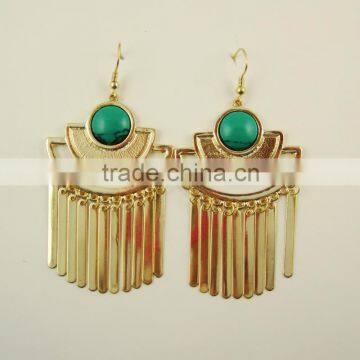 women fashion gold plating metal alloy materail drop tassel earring welcome custom designs