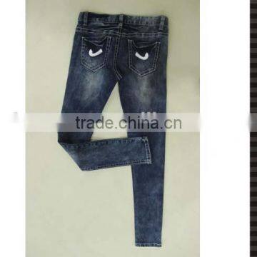 Ladies Jeans Pent Middle Washing Effect photo-3