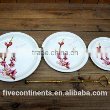 new decal 3 tiers fruit plates set with stand