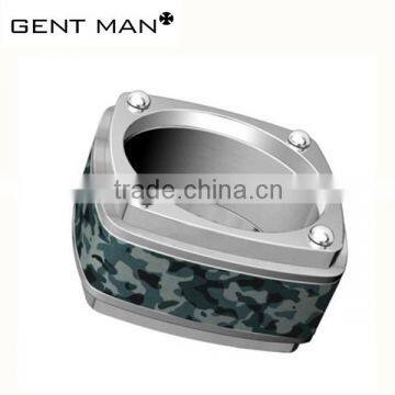 Men's ring Stainless Steel Military high polished Camo paper inlay costing Ring