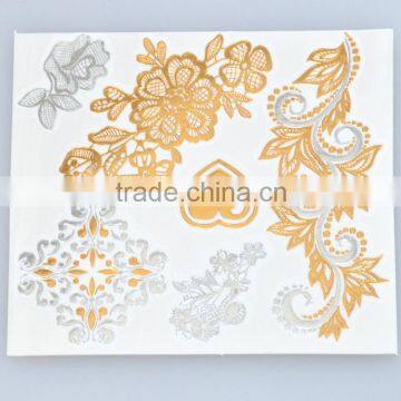 Wholesale Shiny Foil Temporary Tattoos Flash Gold Body Art Tattoos Water Transfer Fake Jewelry Tattoos Factory photo-4