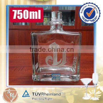 Superior white glass 75cl sand balsted glass bottles for alcohol drink