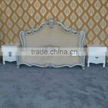 High quality expensive design wood white upholstered bed