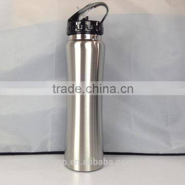 stainless steel sports bottle with straw/drinking bottle with lifting handle/ mirror polished water flask