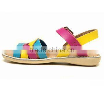 2016 Wholesale Custom New Fancy Designs Child Buckle Strap Leather Kids Flat Sandals for Girls