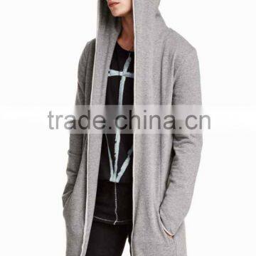 Men's Long Sleeve Cardigan With Hat Knitted Sweater With Hidden Pocket