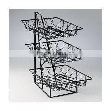 3 Tiers Black Square Metal Wire Merchandiser With Baskets YC014