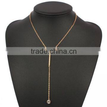 New Arrival Jewelry Aesthetic Simple Gem Metal Crystal Drop Pendant Necklace photo-3