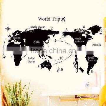 New Arrival Decorative Bedroom Plastic Wall Sticker World Map photo-3
