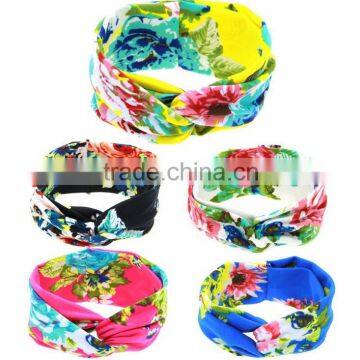 Baby Kids Girls Children Infant Floral Cross Topknot Hairband Turban Tie Knot Summer Baby Headband Hair Band Hair Accessories