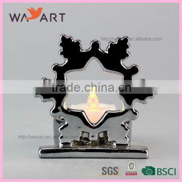Decorative Snowflake Ceramic Silver Candlesticks For Xmas