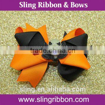 Halloween Ribbon Hair Bow With Pumpkin