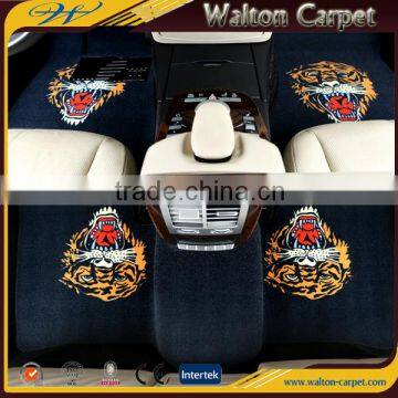 Tiger custom printed 100% polyester black cut pile anti slip car mat set