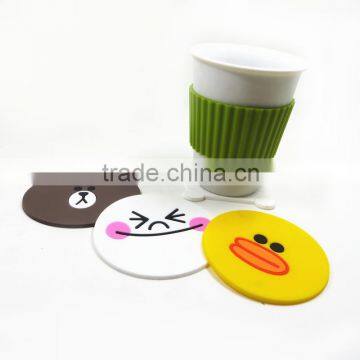 Cartoon Character Soft Rubber Roller Custom Coaster Promotional PVC Soft Textile Cup Mat