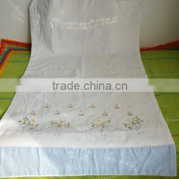 colorful flowers and stems embroidered hemstitched pillowcovers