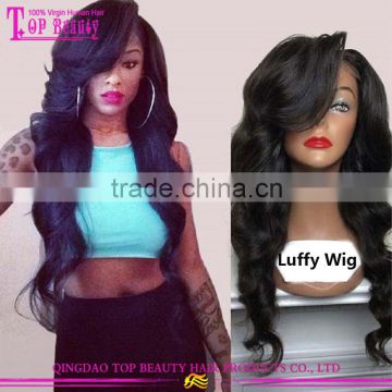 Wholesale brazilian human hair side part cheap lace front wig with baby hair for black women