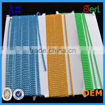 Sparkle colorful single row ab crystal rhinestone plastic banding trim for decoration