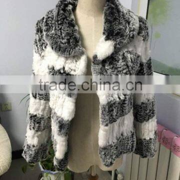 fashion knitted rex rabbit fur coat for women KR01