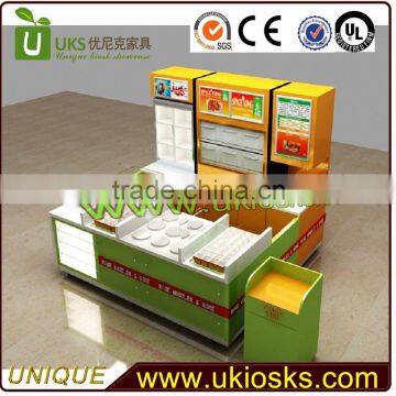 8 by 8 feet frozen yogurt kiosk / juice kiosk design in mall for sale