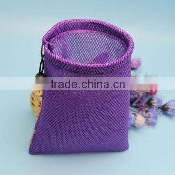 Low price colorful polyester mesh bag sandwich mesh bag with drawstring for firewood wholesale