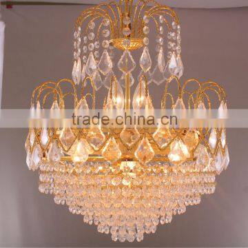 Golden double crystal pendant chandelier