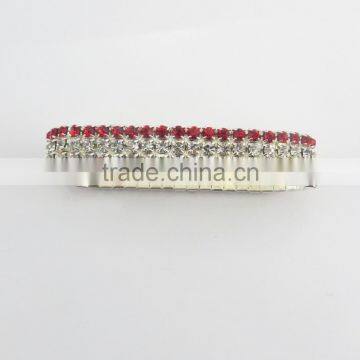 Girls unique 4 rows ruby and clear stone stretch bracelet