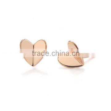 Wholesale rose gold heart simple designer cute earrings for cute girls