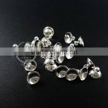 8mm silver plated brass glass dome cover cap DIY bail supplies findings 1532014