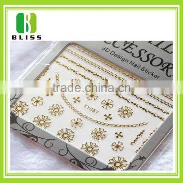 Wholesale gold decal decorative 3D design nail sticker