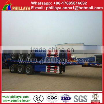 Drop Deck 3 Axle Flat Base Container Semi Trailer, 40ft Flatbed Trailer photo-2