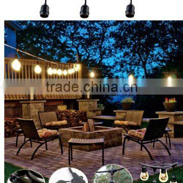 H30352 20 Bulbs Vintage Patio String Lights Black Cord Clear Glass Edison Bulbs 44' photo-2
