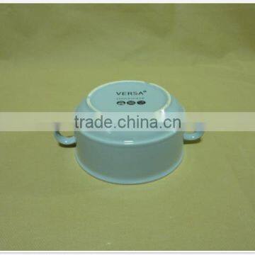 Wholesale Stocked Round With Two Handle Ceramic Soup Bowl