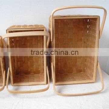 Spilt Wood Hand Made Cheap Folding Wooden Basket Basket Fruit Basket photo-5