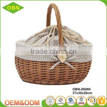 China Wholesale Customized Handmade 100% Natural Antique Wicker Egg Basket With Fabric Cover photo-2