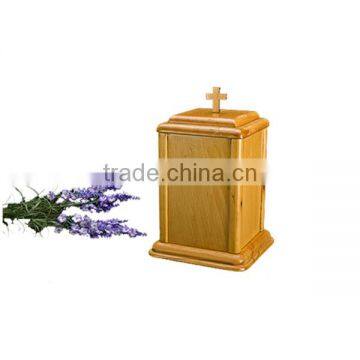 American style ash wood cremation urns for ahses top of cross