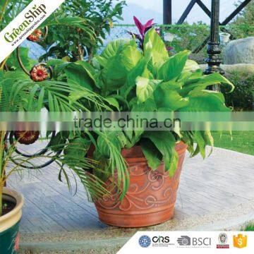 Antique Style Hand Carved Wholesale Price And High Quality Round Plastic Flower Pot For Garden Ornaments