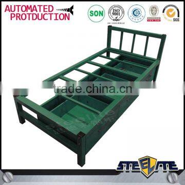 Metal frame KD structure super heavy duty steel single bed for refugees