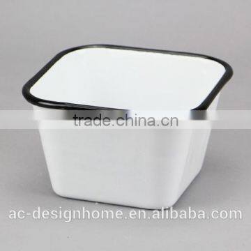 SQUARE ENAMEL IRON STORAGE CANISTER