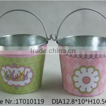 seasonal tin printed small galvanized buckets