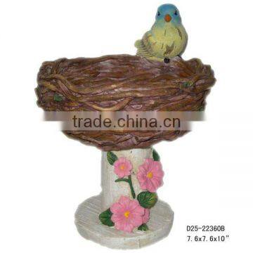 Resin bird nest for garden