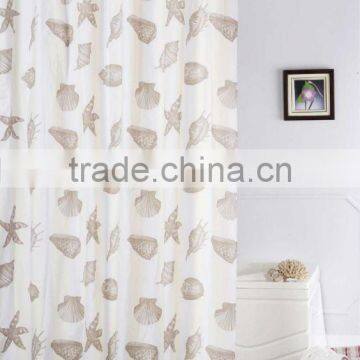 PEVA Bathroom Shower Curtain Liner With Hooks Clear With Sea Elements