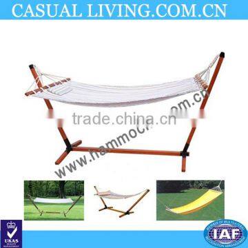 Double camping wood/wooden hammock with stand