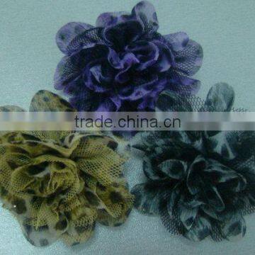 chiffon shabby flower pin with dot